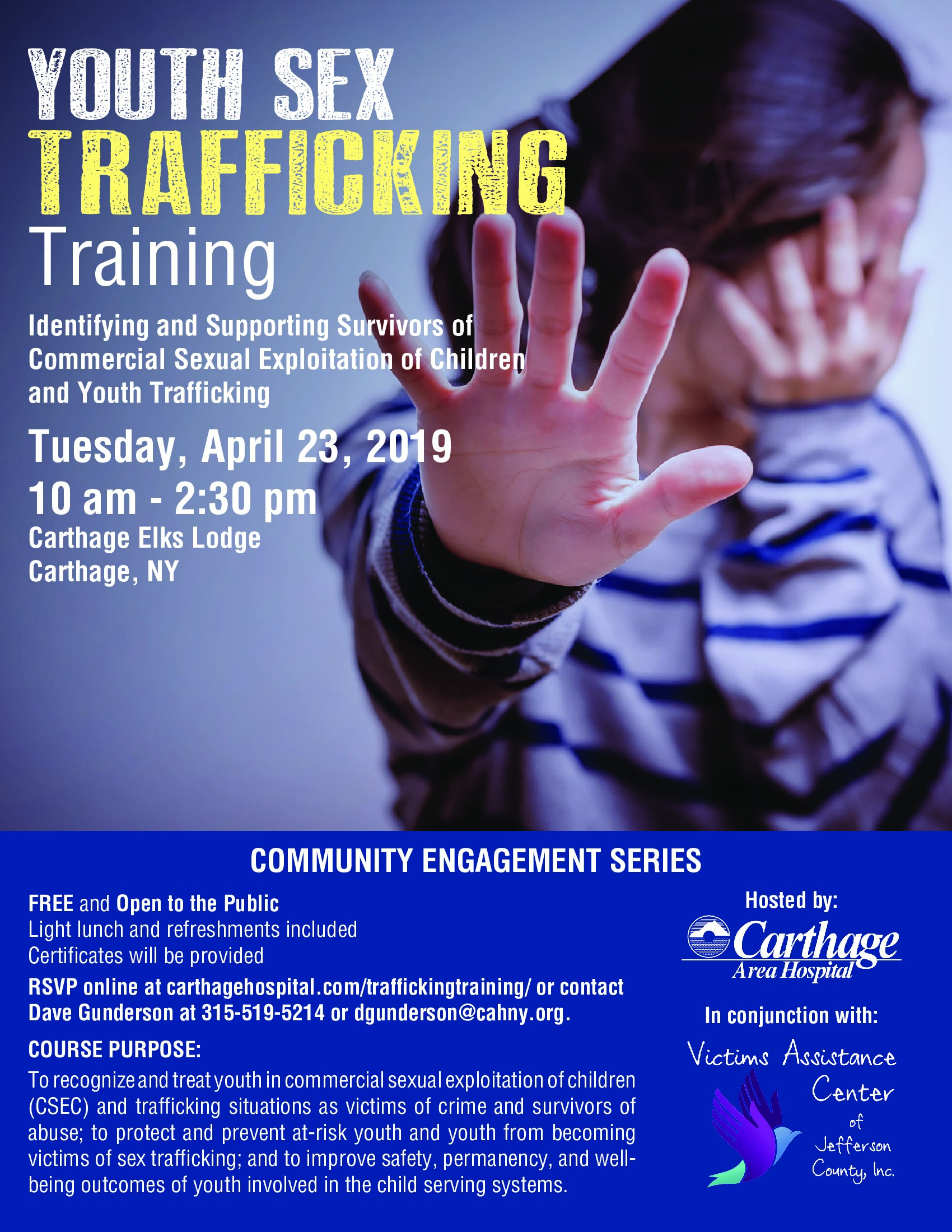 Youth Sex Trafficking Awareness Training Scheduled For April 23rd Carthage Area Hospital Free