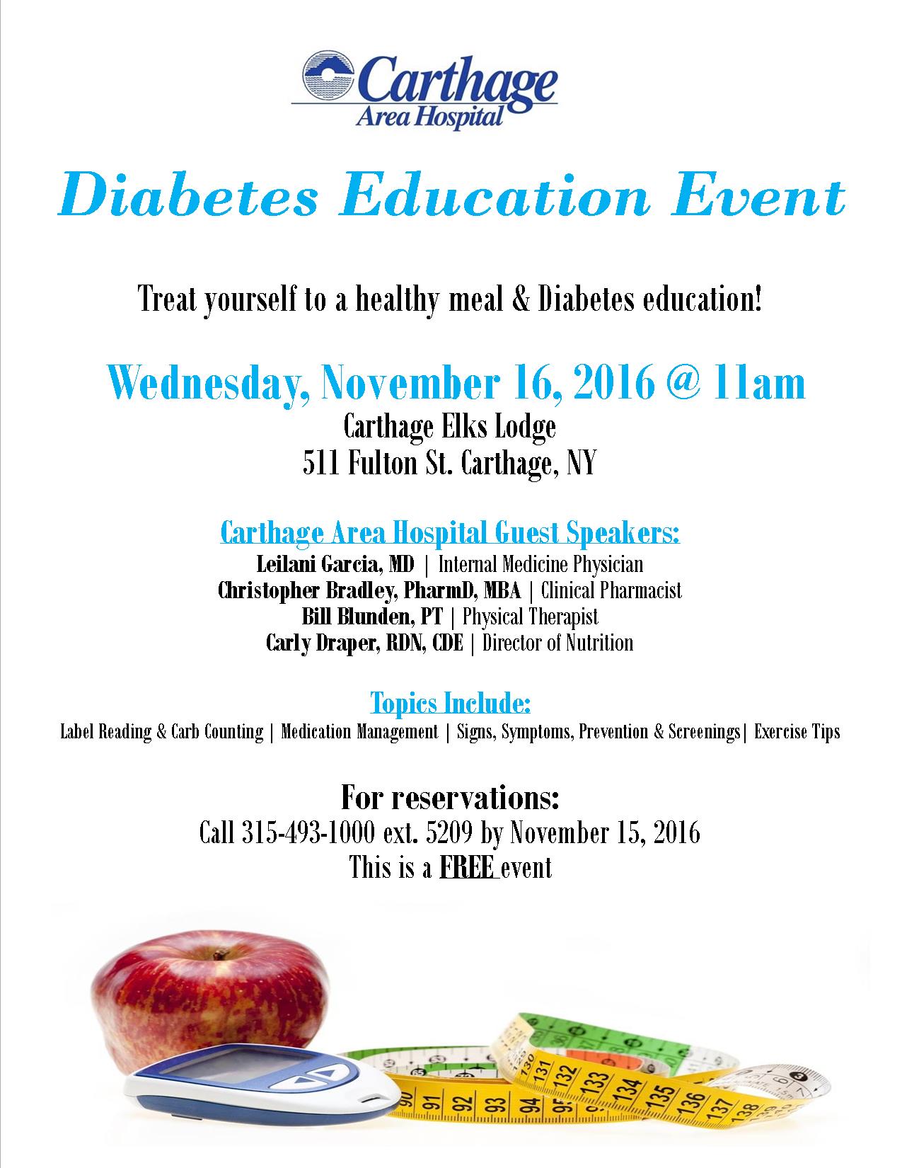 Advertisement for diabetes education event