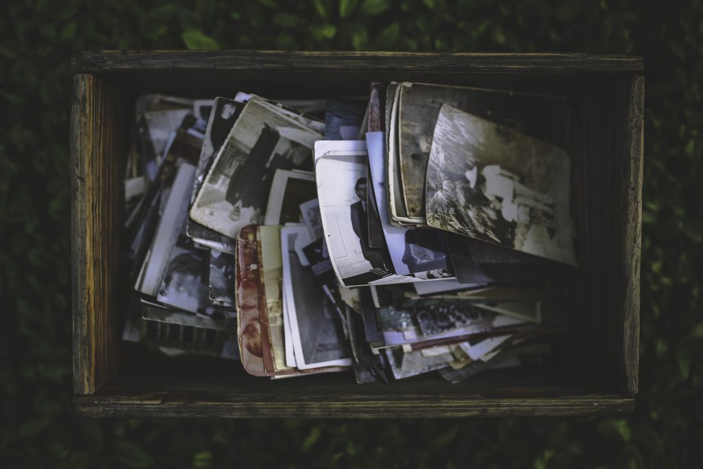Box of discarded photos