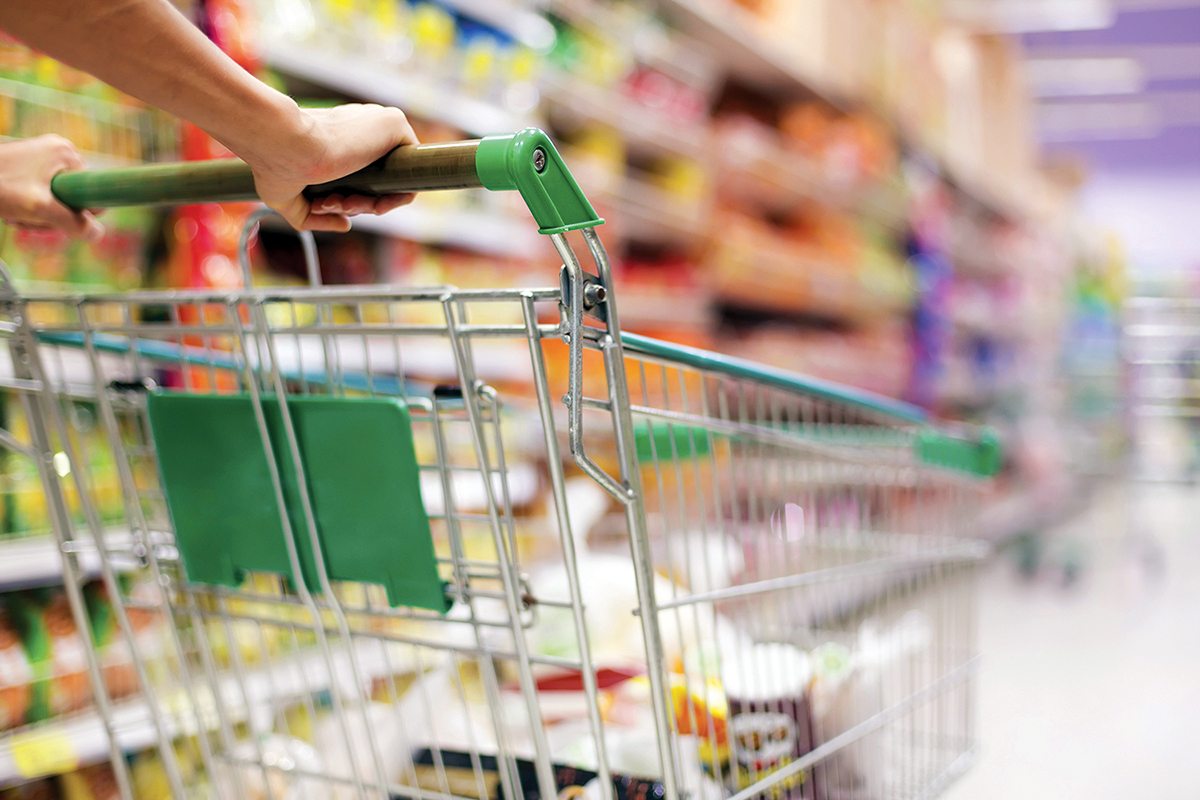 Closeup of Grocery Cart in Store