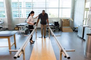 Stroke patient learning to walk again